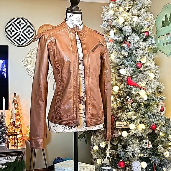 Vegan Leather Brown Bomber - Picture 1 of 3